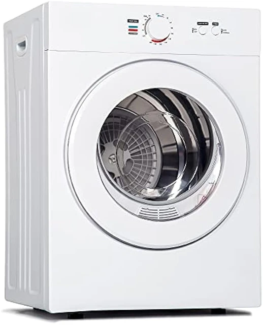 110V Electric Compact Tumble Dryer Wall Mounted Portable Clothes Dryer with Stainless Steel Tub Silver