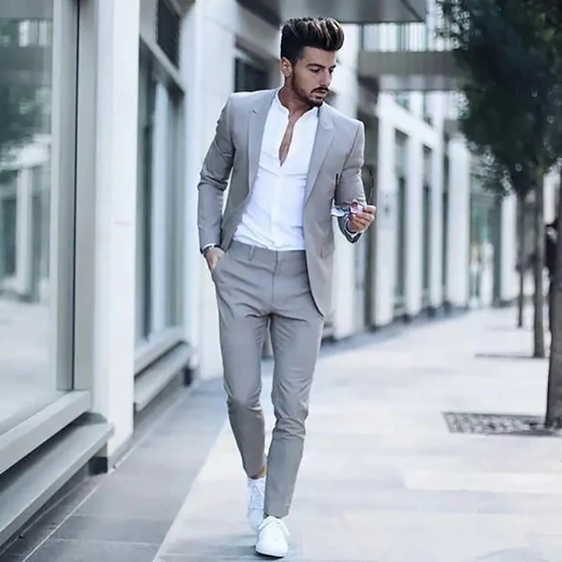 Casual Business Men Suits for Wedding Suits Man Tuxedos Slim Fit Peak Lapel Terno Masculino costume homme (Jacket+Pants)