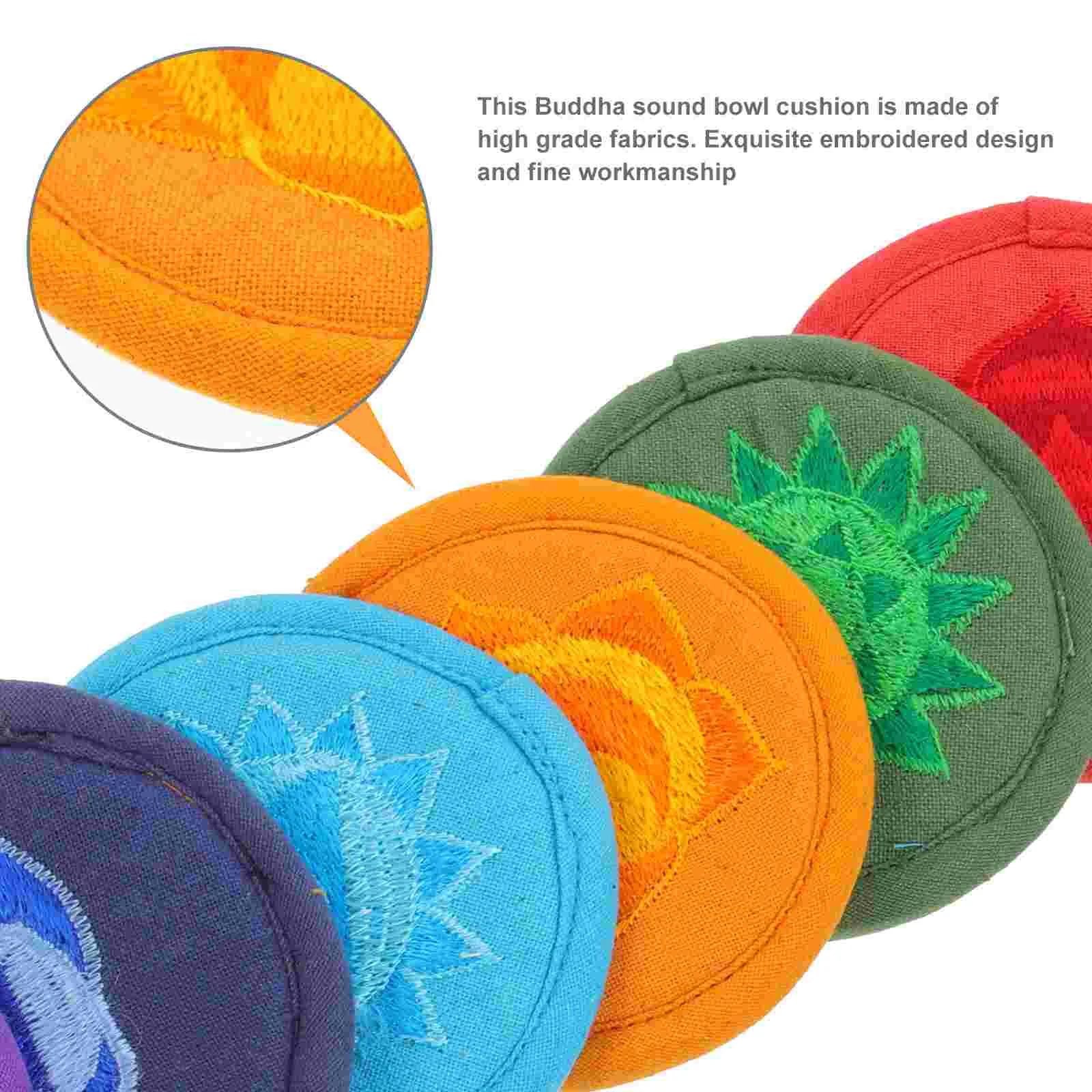 

7 Pcs Bowl Bottom Mat Sound Cushion for Singing Holder Pad Yoga Tibetan Pillow Polyester Supplies Buddha
