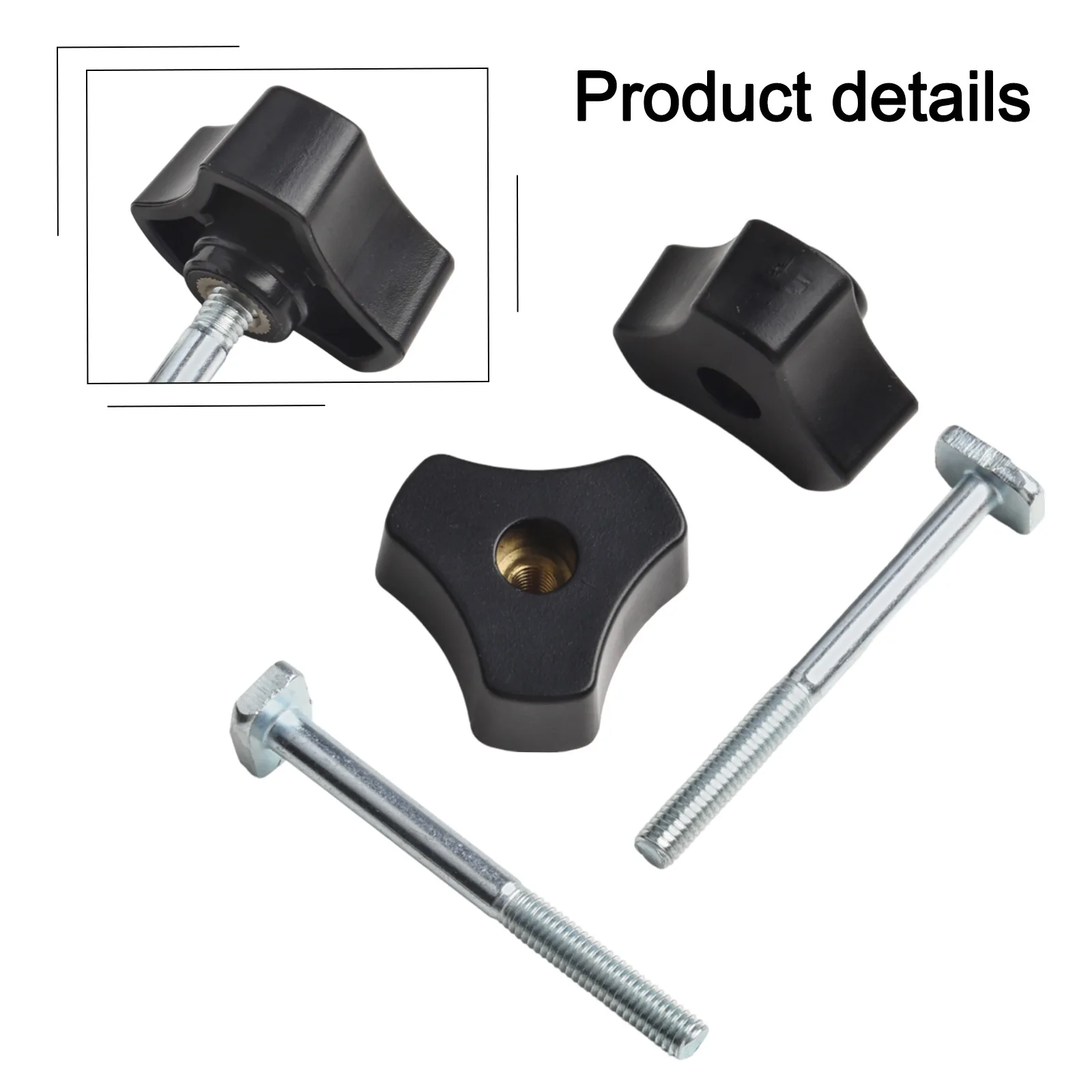 Knobs Clamps T-Track Bolts Knobs T Slot Bolts Tools W/ M6-70T Screw 4pcs Set Kits Lightweight Plastic Silver/Black