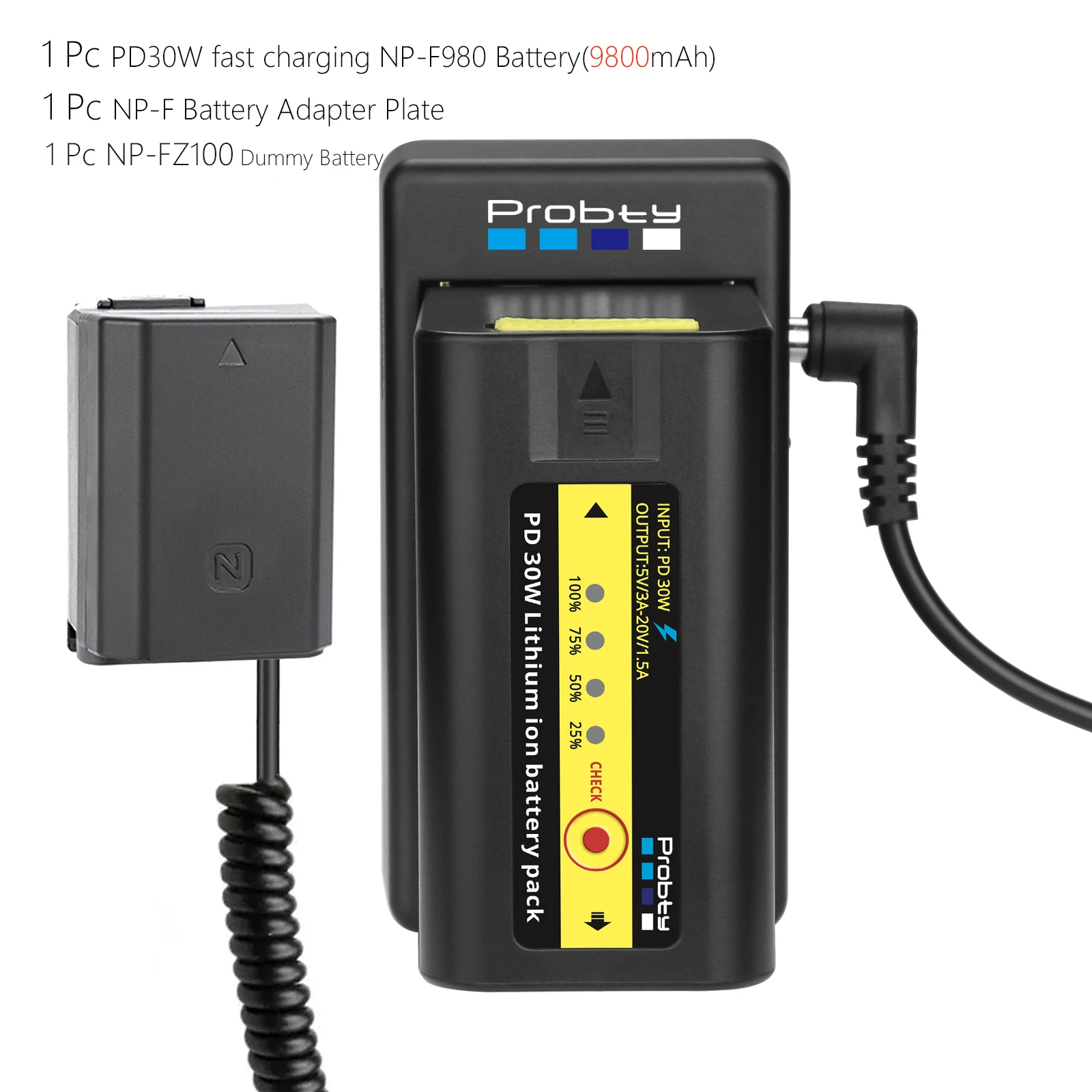 Fomito Adattatore Batteria NP-F970 A FZ100, Piastra In Alluminio Per Sony A7III A7RIII A9, Con Uscita DC 7,4V - 3