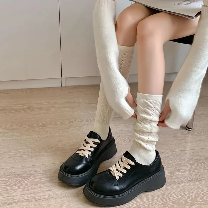 

Korean Style Women Stockings Knee High Tube Socks Solid color Fashion Casual Calf Sock Female Girl Mesh Cotton Long Socken White