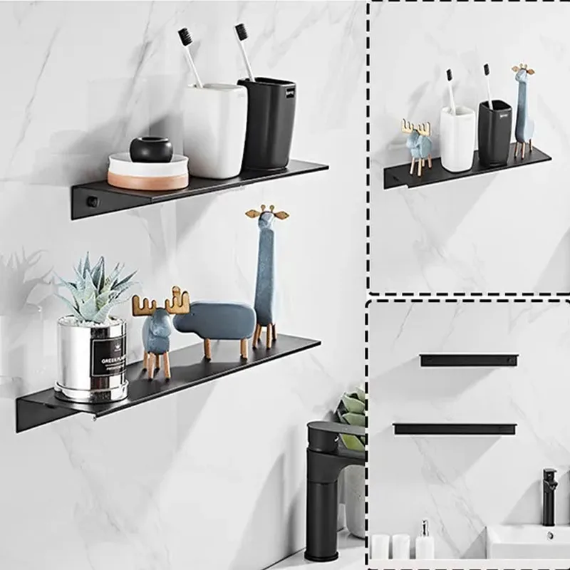 30/40/50CM Bathroom Floating Shelves Wall Mounted Shelving Kitchen Hanging Storage Shelf for Living Room Bedroom Organizer 4