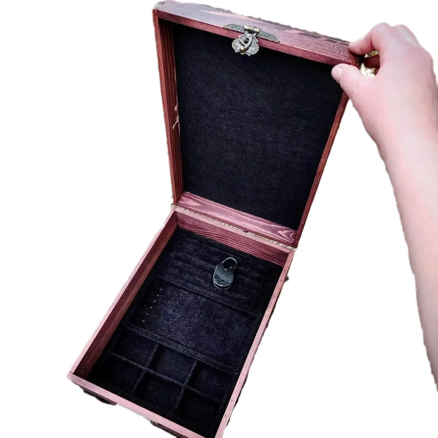 Artistic Skull Hidden Key Jewelry Box Christmas Halloween Gifts Box Wood Gothic Delicate Storage Box for Rings Necklaces 5