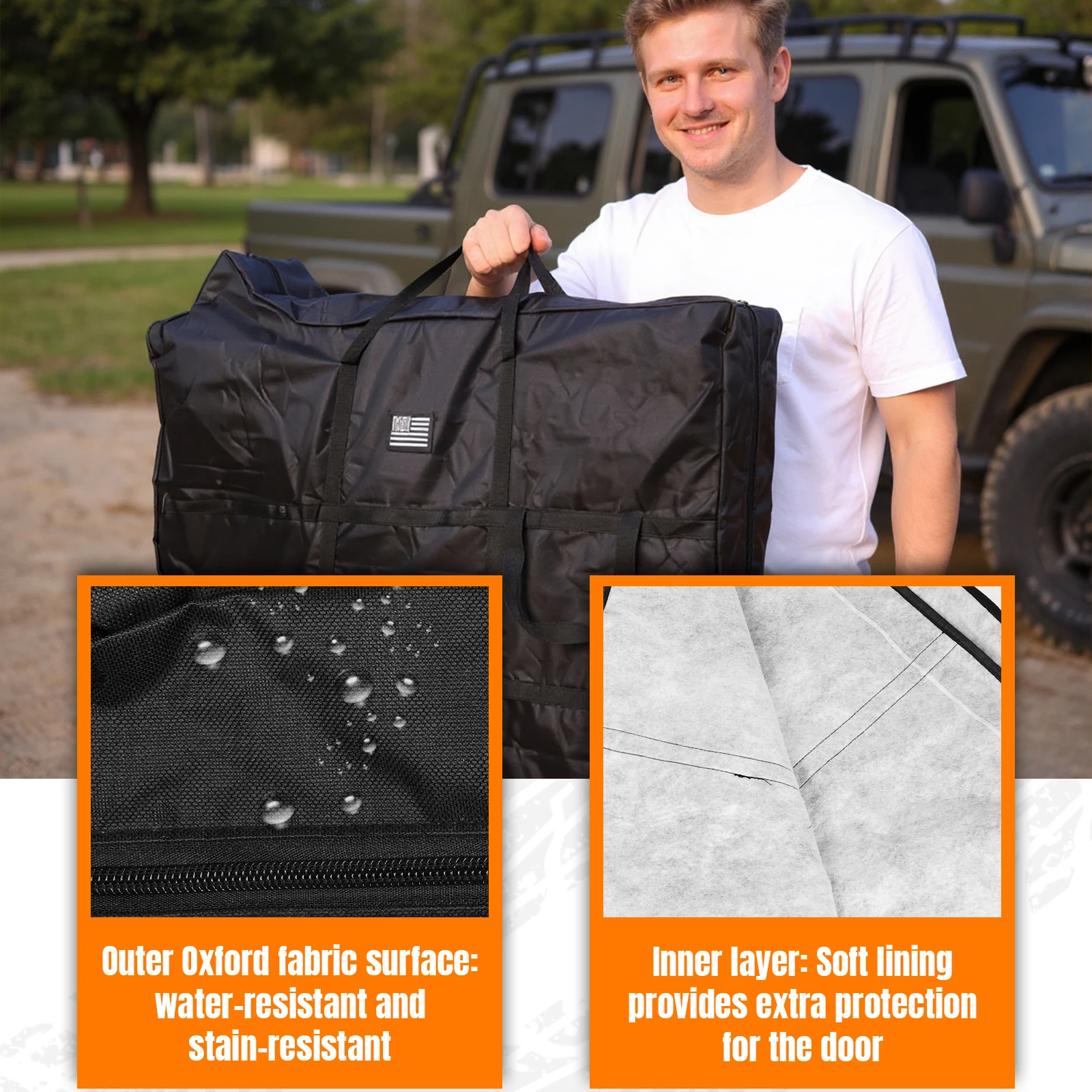 4x Front and Rear Door Bags Oxford Cloth Front Rear Door Storage Bags Organizer for Ford Bronco 4-Door 2021 2022 2023 2024 2025