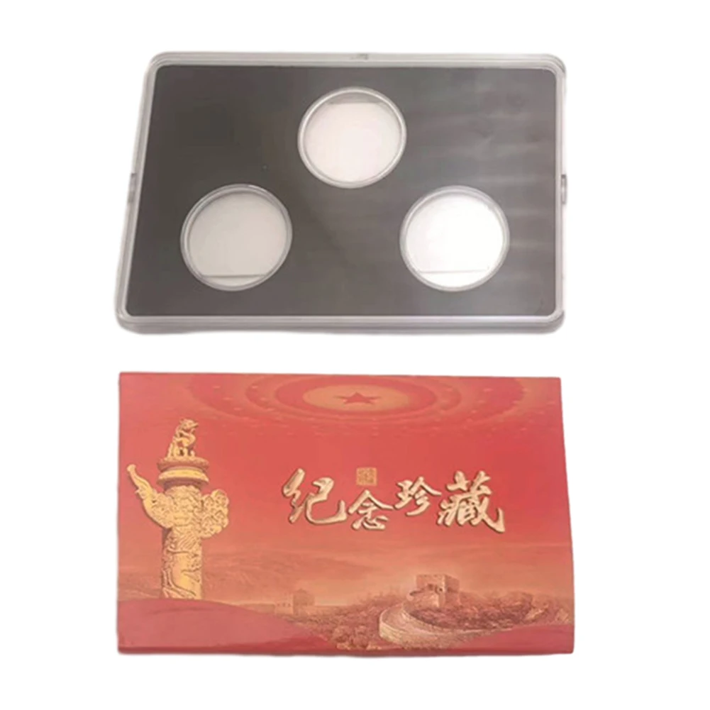 

1Set Clear 3 Hole Collection Organizer&30mm Inner Diameter Round Box For Easy Coin Storage Viewing And Exchange 13.4x8.9x1cm