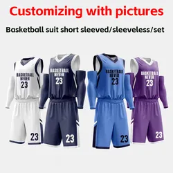 Basketball suit set, men's customized summer sports training team uniform, children's jersey, quick drying, full body customizat