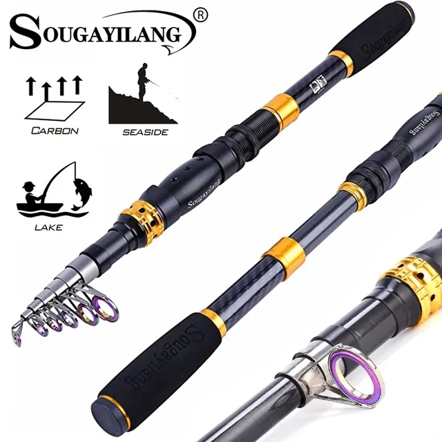 Sougayilang Telescopic Rod Carbon Fiber Ultralight Fishing Pole With Cnc  Reel Seat And Stainless Steel Guides For Saltwater - Fishing Rods -  AliExpress