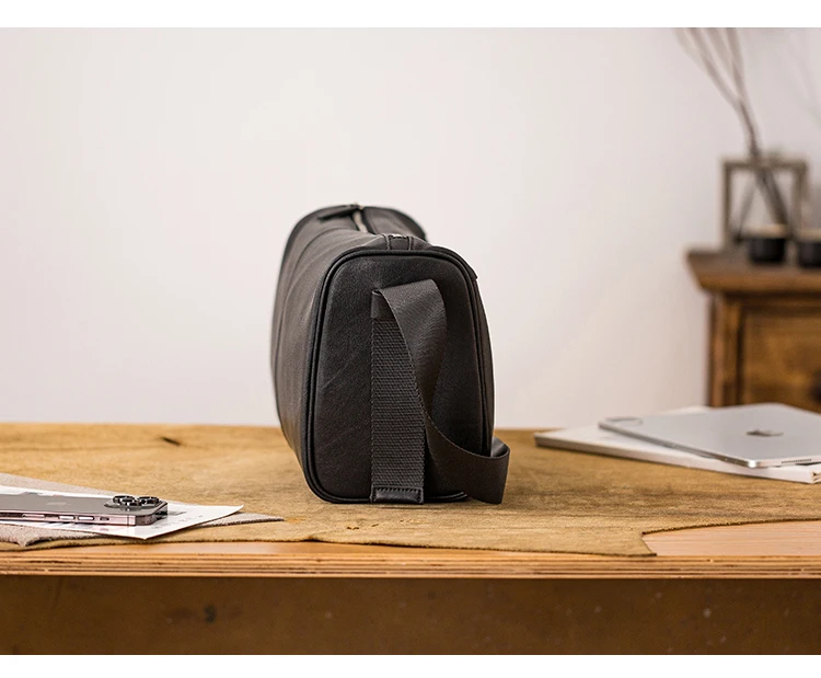 PNDME Outdoor tägliches Pendeln erste Schicht Rindsleder Herren Umhängetasche Freizeit Wochenende Reisen Luxus echtes Leder Unterarmtasche – Detail 9