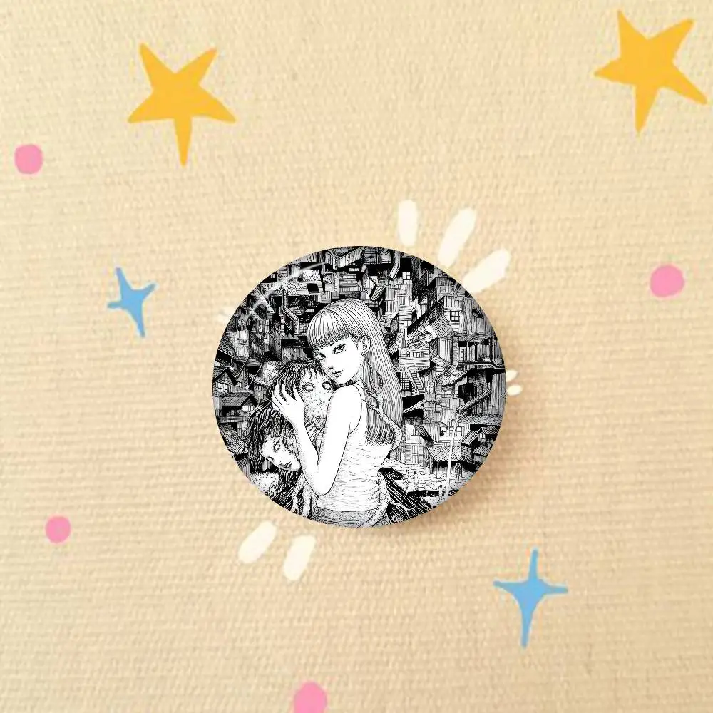 Junji Ito Horror Manga Cute Anime Figure Handmade Tinplate Brooch Badge