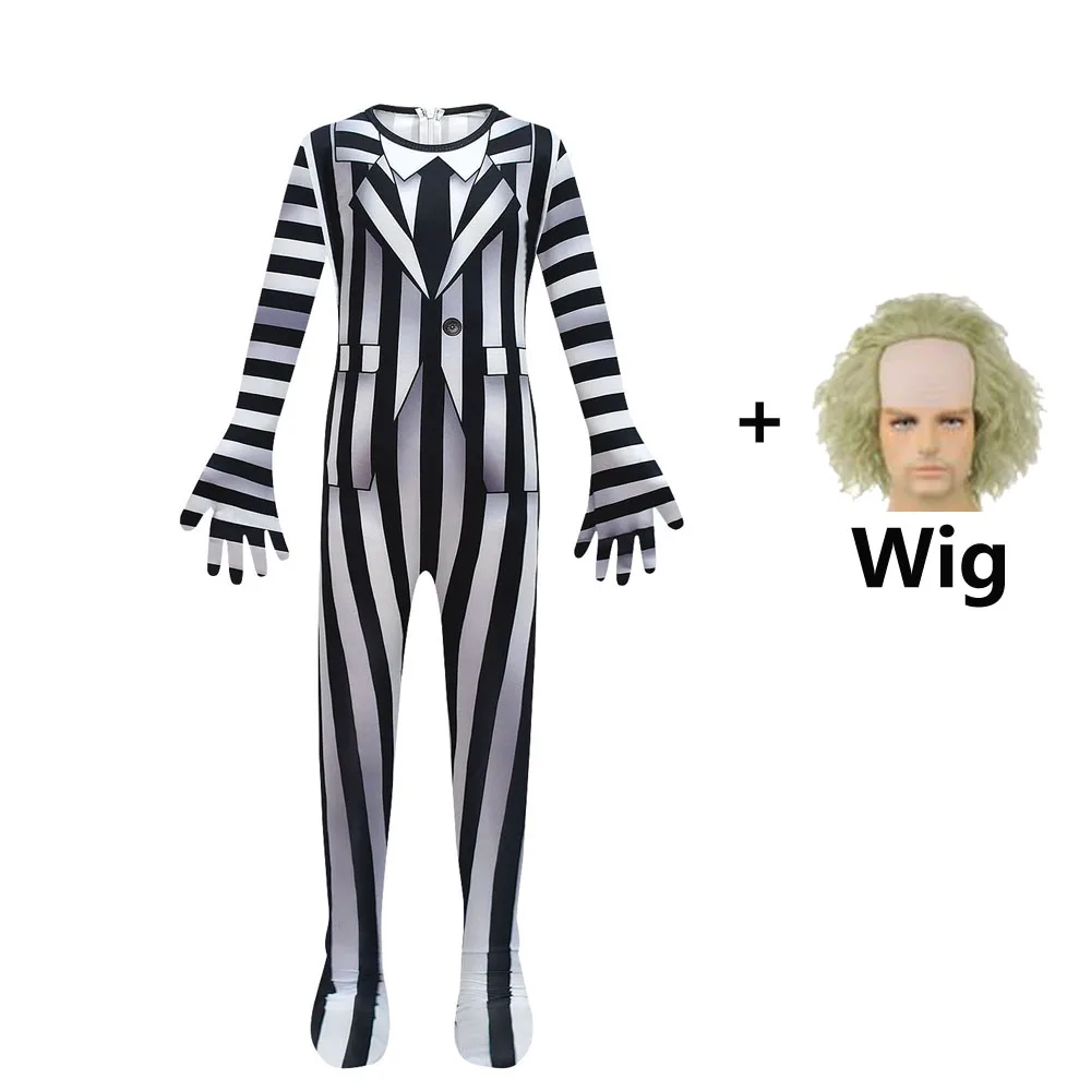 thumbnail image 1 of Nuevos monos de juego de rol para niños de B-Beetlejuice 2 + trajes de peluca, disfraz de niño, disfraz de BOB Astrid, ropa divertida para fiesta de Halloween para niña, 1 of 5