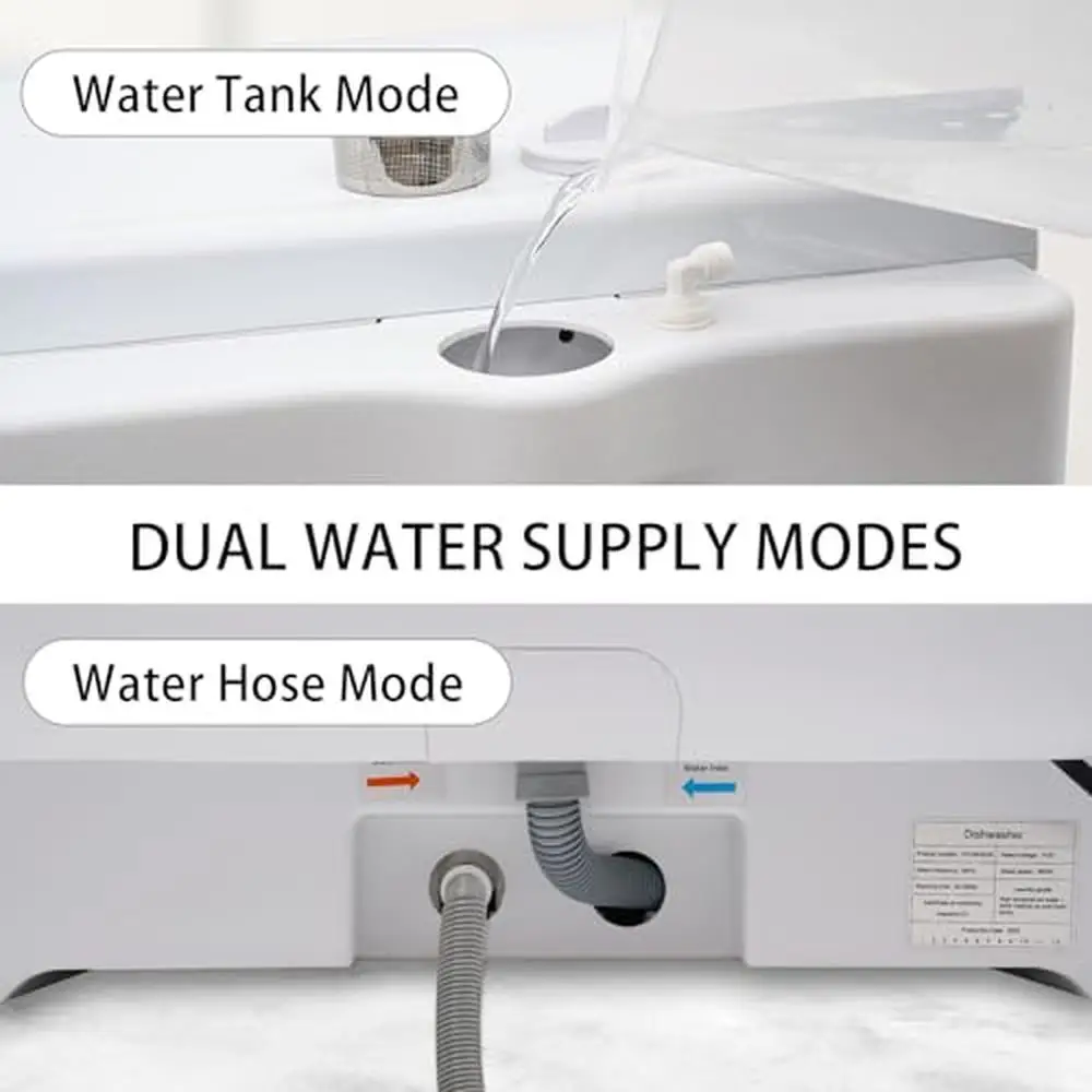 Portable Mini Dishwasher Countertop 900w 5 Programs Dryer Cabinet Easy to Use No Installation Needed Convenient Storage 7L Water 4