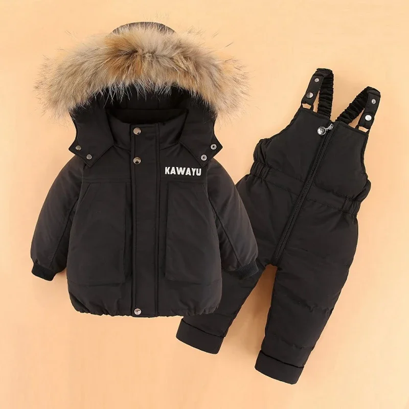 

Children Winter -30° Clothing Set Down Jacket Coat Jumpsuit Baby Girl Toddler Boy Ski Suit Kids Snowsuit Infant Overall Overcoat