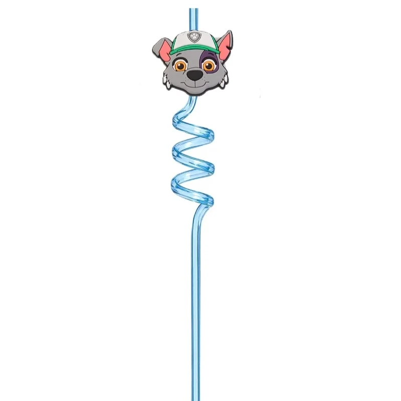 6Pcs Paw Patrol Straws Food Grade Spiral Pipette Kids Boys Girls Birthday Party Decoration Baby Shower Party Supplies Gifts