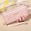Chic Quilted Long Wallet for Women - Secure Zipper, Multiple Card Slots, Phone Compartment - Versatile Clutch for Every Occasion 5