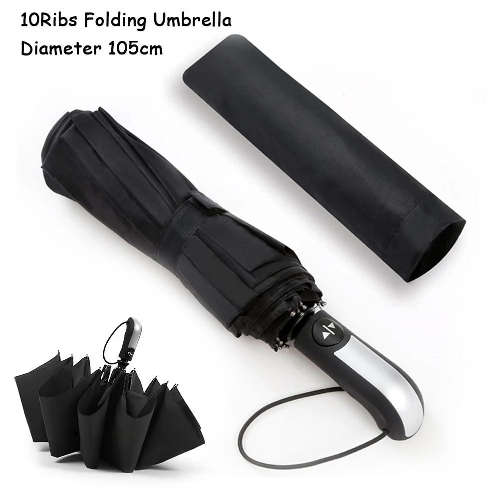 Parapluie pliant à 10 nervures, Parasol UV automatique inversé, forte résistance au vent, imperméable, isolation thermique