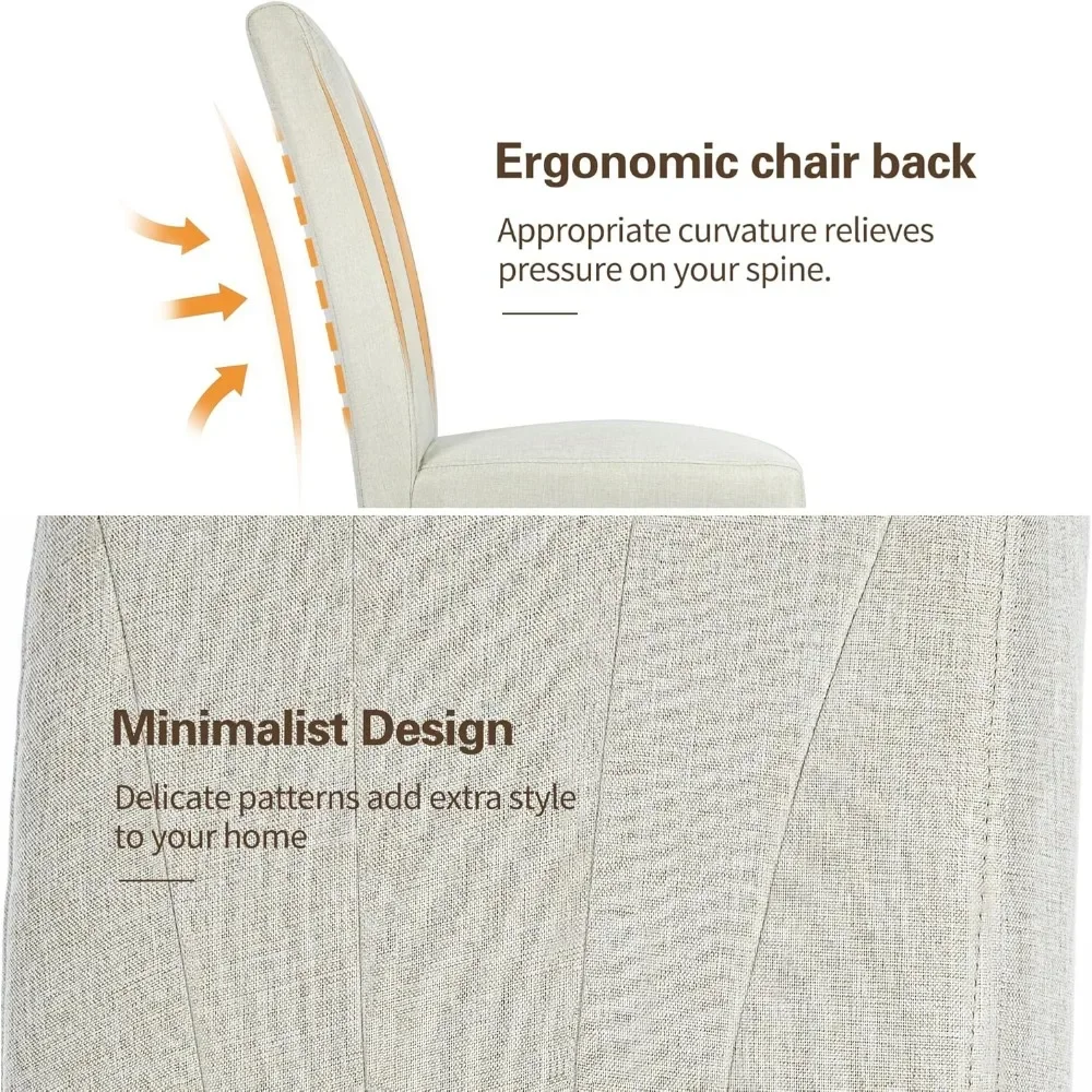 Description Picture 6 of item6-piece dining chair set with modern fabric and solid wood legs&high back, kitchen/living room - beige