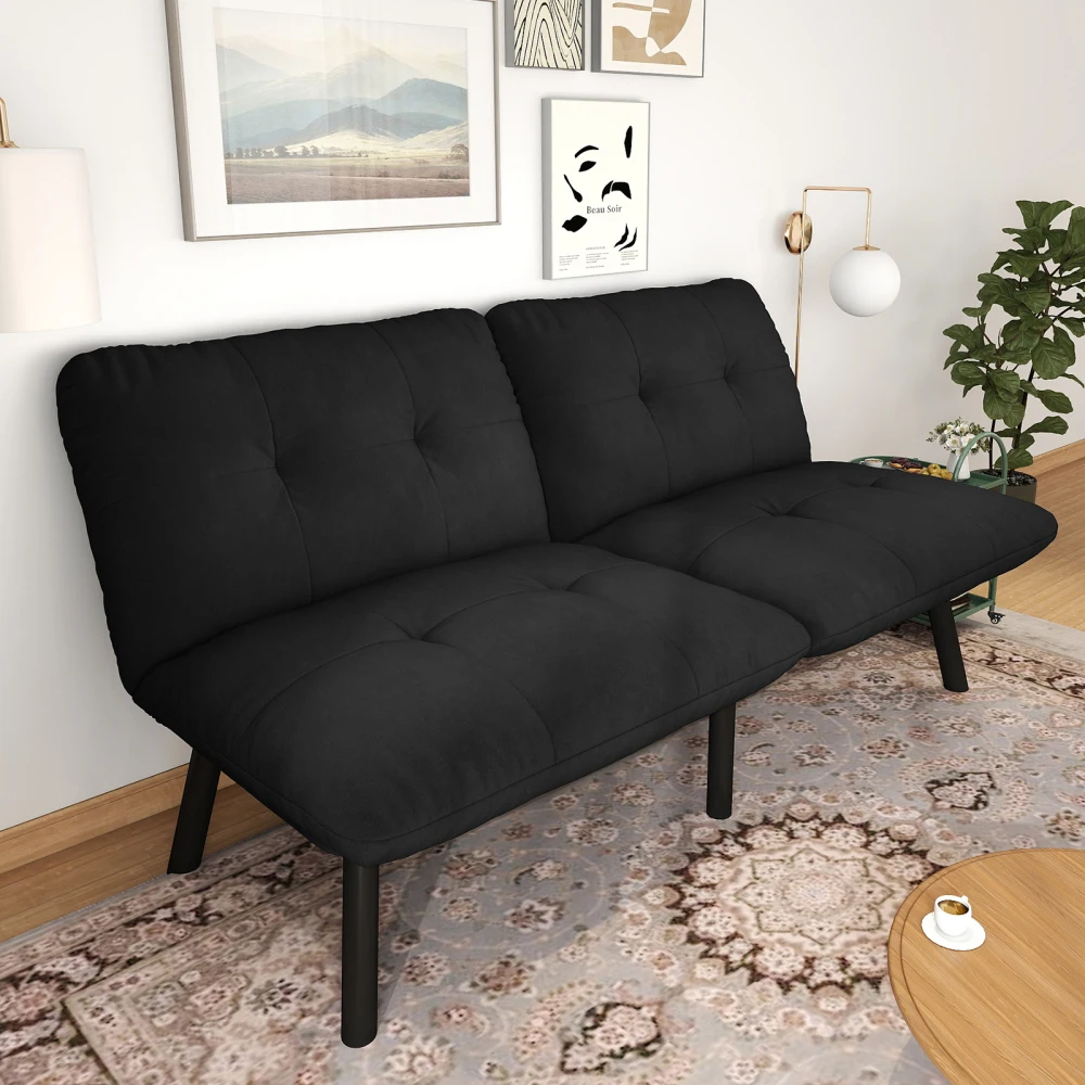 Multifunktionales umwandelbares Schlafsofa – 2-Sitzer-Futon mit klappbarem, hochdichtem Schaumstoff, Gästebett für kleine Räume, einfache Montage – Detail 15
