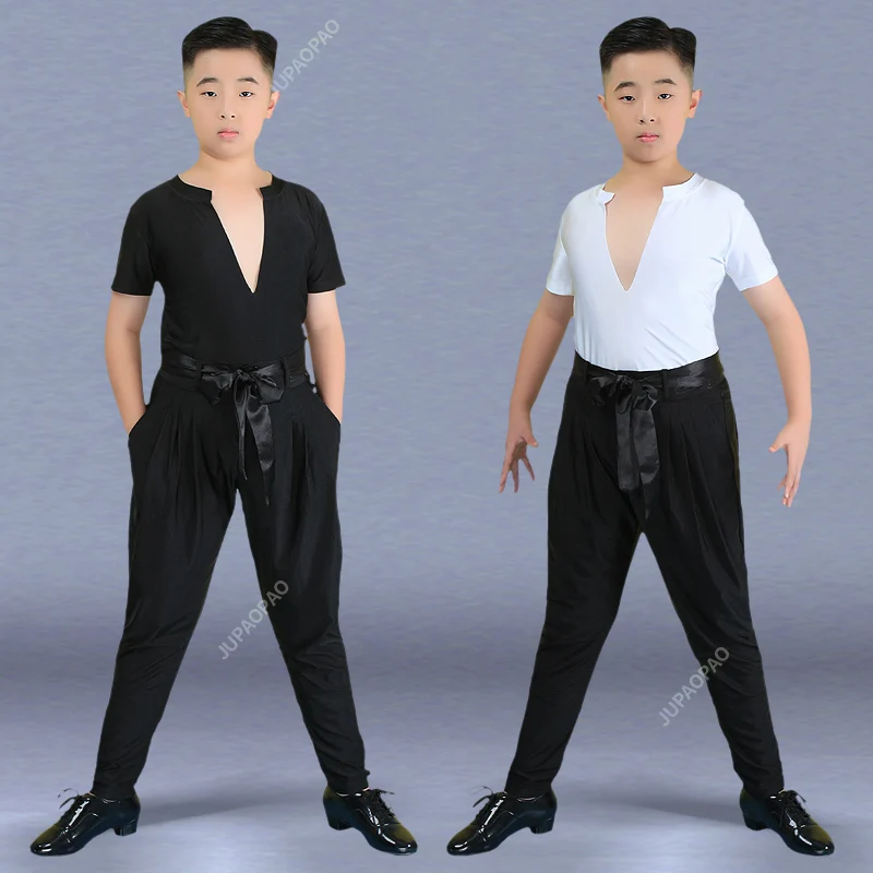 

Boys Latin Dance Tops Pants Kids Latin Training Clothing ChaCha Ballroom Dance Performance Outfit Tap Dance Practice Wear