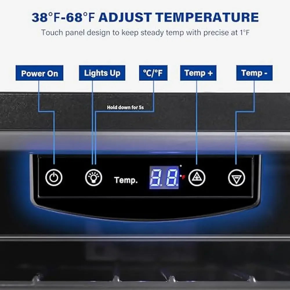 20 Bottle Wine Fridge Cooler 38-65℉ Glass Door Under Counter Freestanding Eco-friendly -Free Wine Refrigerator Dual Design Dorm 3