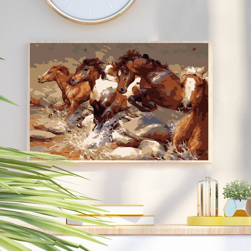 GATYZTORY-Pintura acrílica do quadro para adultos, desenho do cavalo,  colorir por números, animais handmade pintura, decoração Home - AliExpress