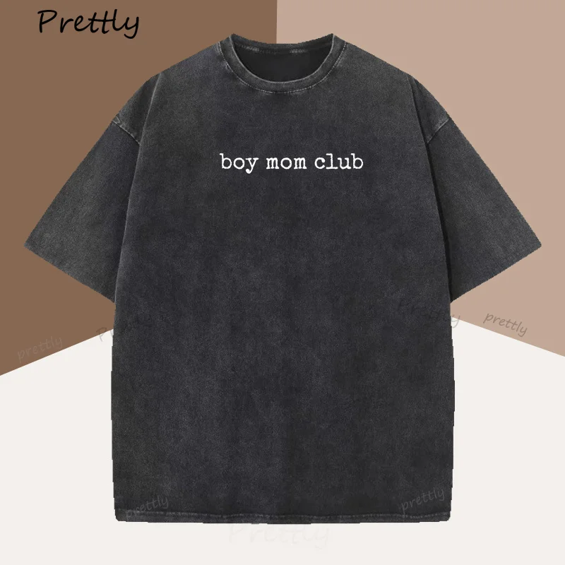 Boy Mom Club T-Shirt Damen Mom of Boys T-Shirt Süßes Mom Life T-Shirt Muttertagsgeschenk Mama Baumwolle Vintage Kurzarm Übergroß