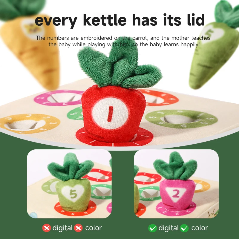 Montessori Plush Pulling Carrot Toy Children Early Education Hand Prehension Train Game Toy Kids Puzzle Sensory Development Toys