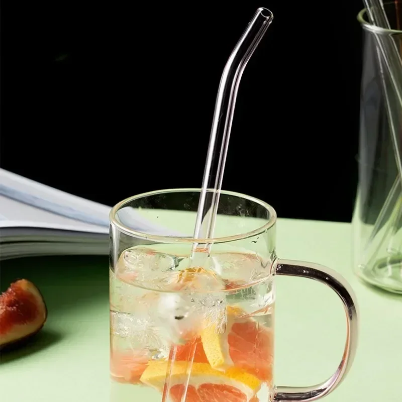 Glass Straw Set Drinking Straws 1Pc 200*8mm Clear Glass Straws for Smoothies Cocktails Healthy Reusable Eco Friendly Drinkware Accessory