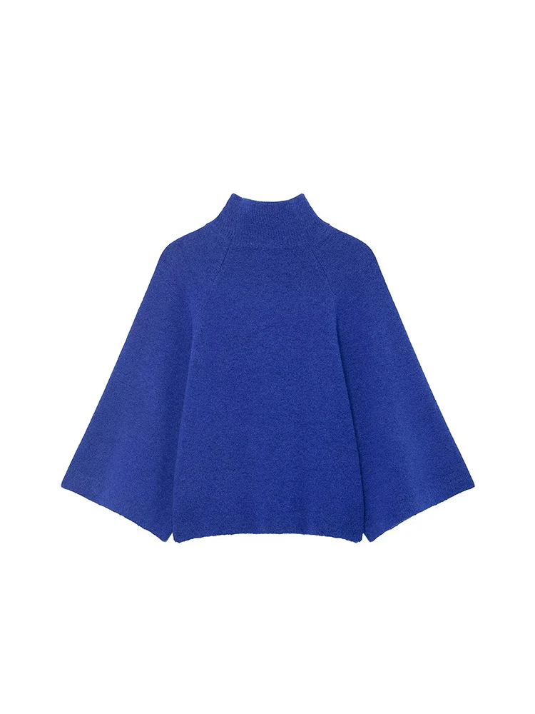 Women's Turtleneck Sweater Casual Solid Color Half Sleeve Oversize Pullovers Top Female Spring New Knitted Sweaters Women