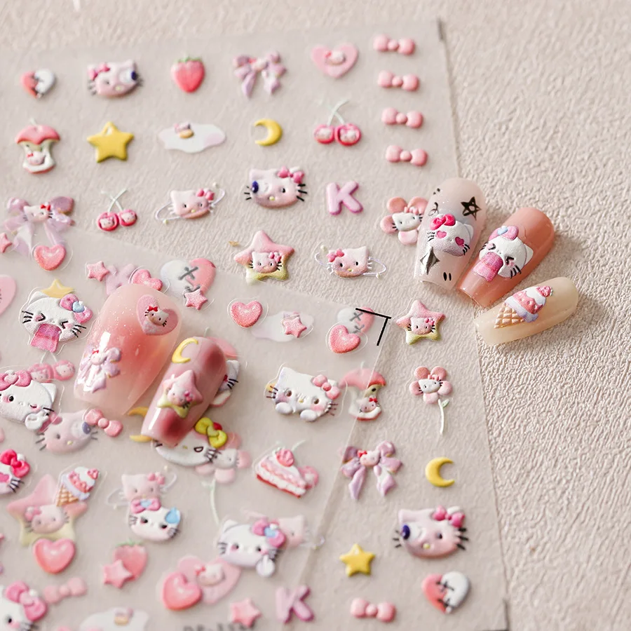 Sanrio Cartoon Hello Kitty Animation Peripherals Nail Stickers Kurome Cinnamoroll Stickers Children's Toys Animation Accessories