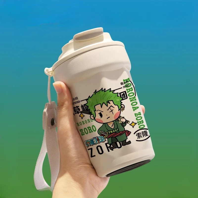 One Piece Thermos Cup New Cartoon Q Version Rufy Zoro Nami Usopp Chopper Robin Franky Coppia Studenti Cute Coffee Milk Tumbler