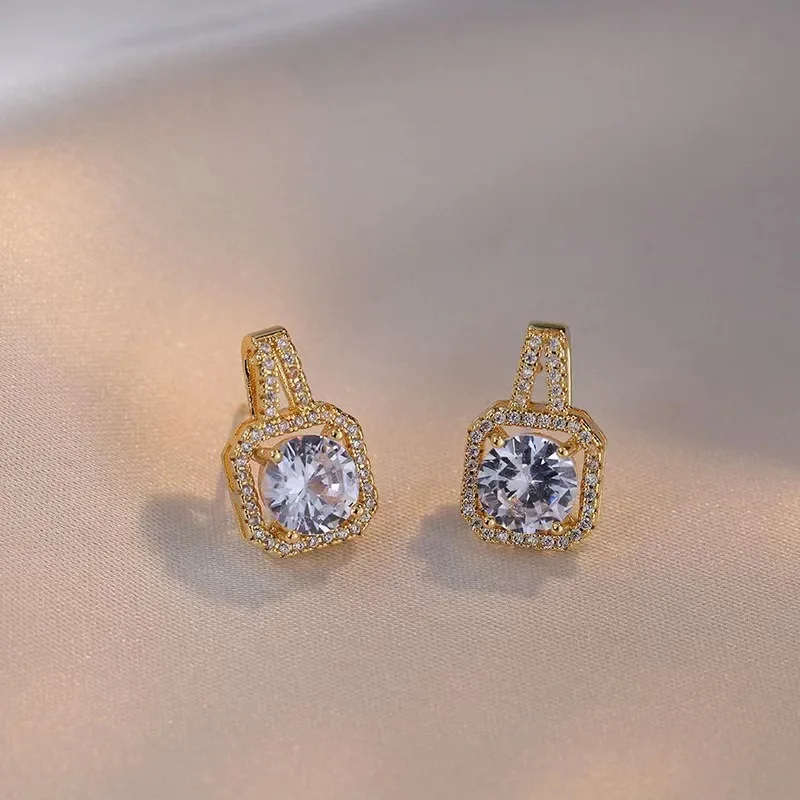 Fashion Square Zircon Necklace Earrings Ring For Women Luxury Wedding Engagement Jewelry Party Gifts