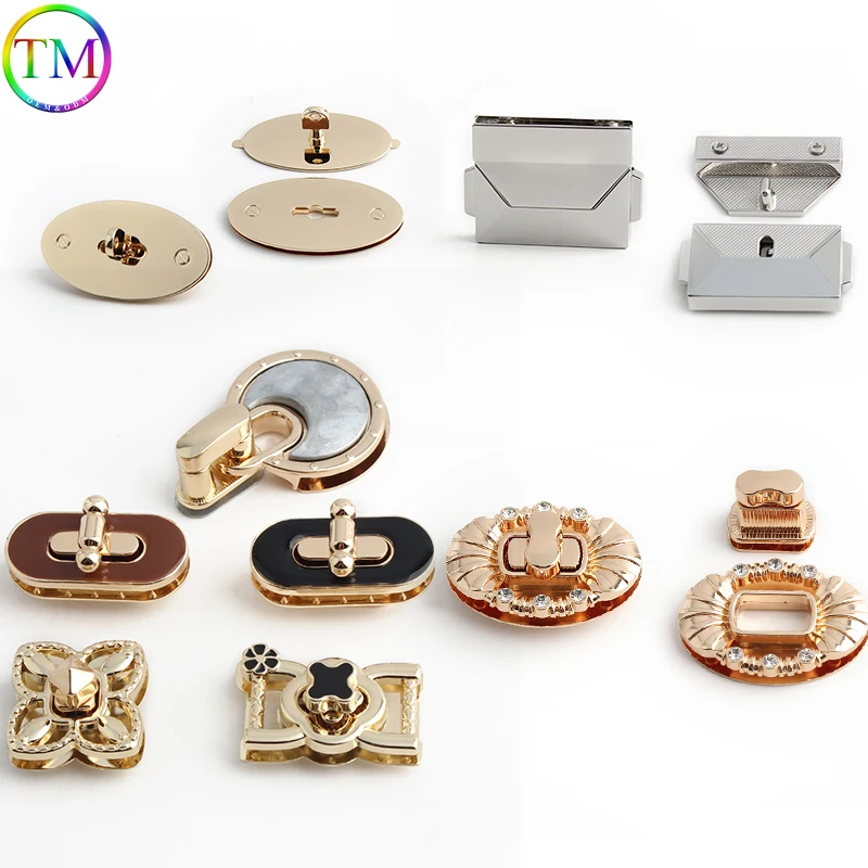 5-20-30Sets Rectangle Metal Turn Locks For Craft Bags Handbag Closures Snap Purse Bags Handbag Turn Lock Hardware Accessories 10 pieces high quality press lock metal clasps for leather bags handbag purse accessories lock closure hardware accessories