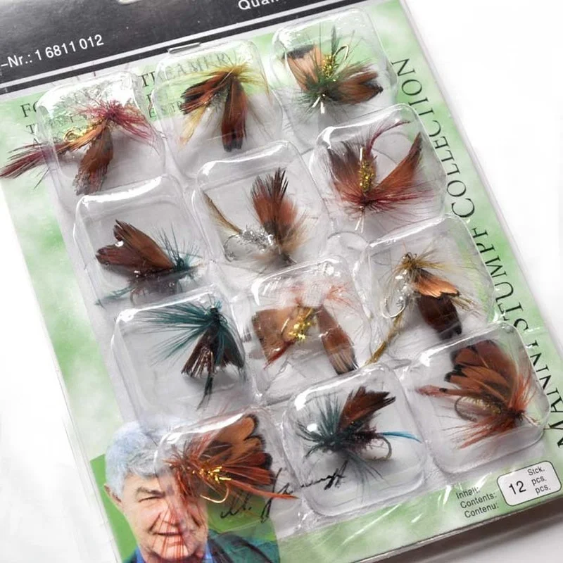 Insects Flies Fly Fishing Lures Bait 12Pcs/Set High Carbon Steel Hook Fish Tackle With Super