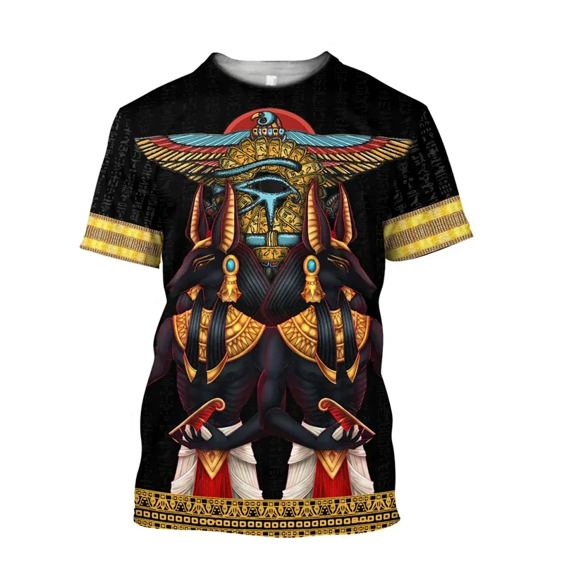 T-shirt Décontracté Anubis égyptien – Impression 3D Unisexe – Manches Courtes