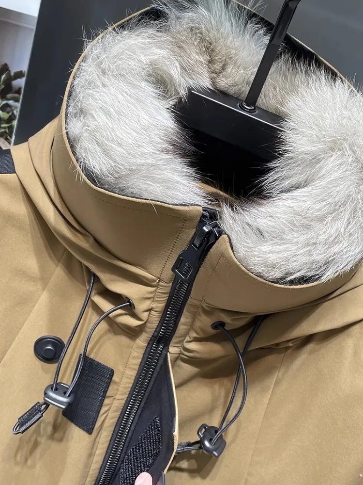New 2023 Winter Thick Warm Mens Down Coat Removable Fur Collar Fashion Stand Collar Outside Casual Outerwear Male Windbreak Coat