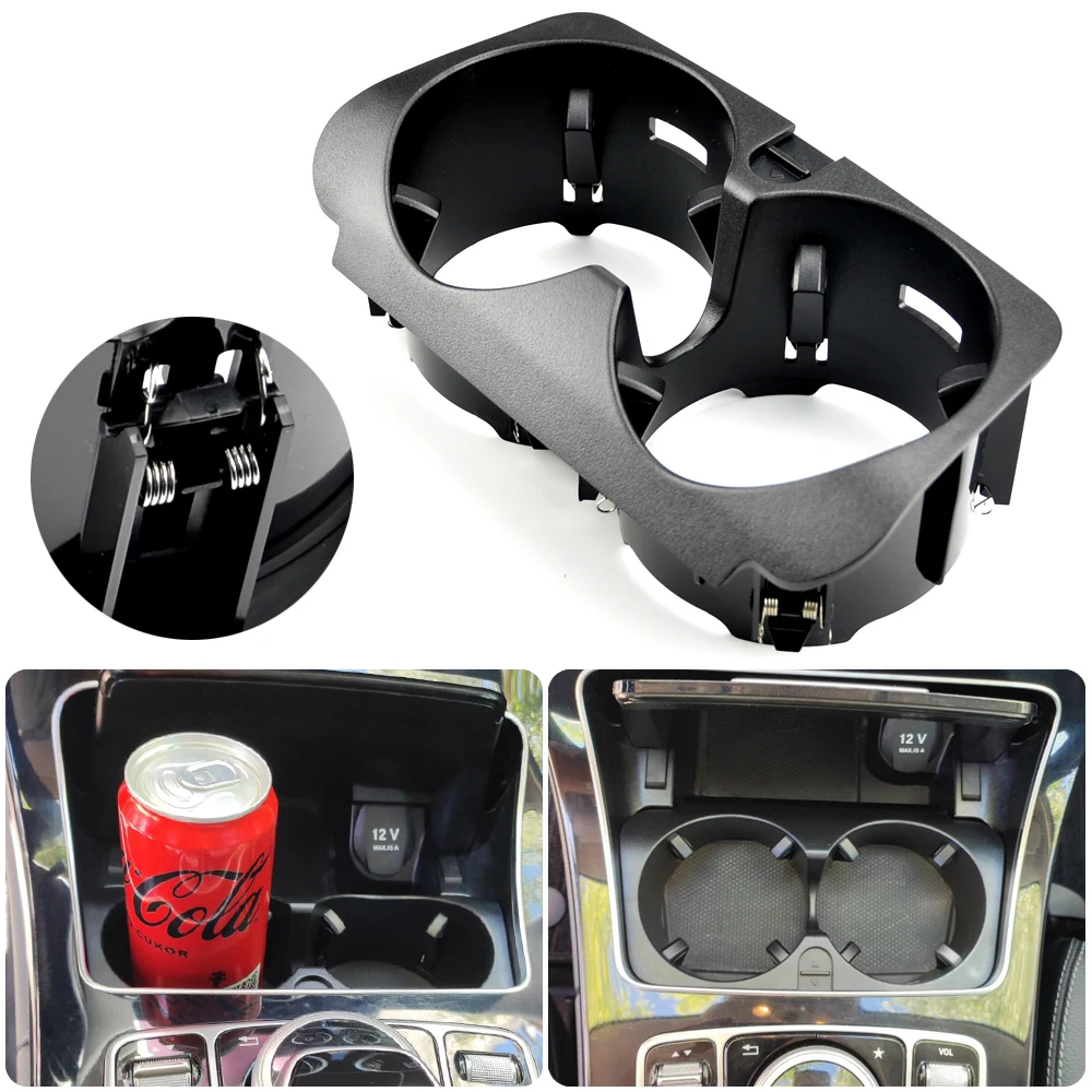 Haishine Portabicchiere Auto Per Mercedes Classe C W205 / Classe E W213 / GLC W253 – Ricambio A2056800691, Nero - 3