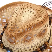 Fashion Rolled Jazz Cowboy Straw Hat Spring And Summer Men And Women Gem Strap Beach Sun Cap Outdoor Sun Shade Hollow Knight Hat 5