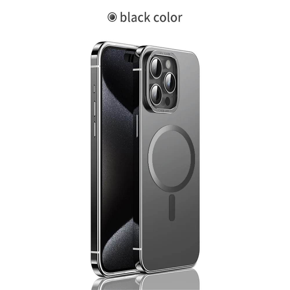 

Противоударный металлический бронированный чехол для iPhone 15 Pro Max, чехол с титановой стальной рамой, акриловая панель, чехол для iPhone 15 Pro, чехол Magsafe