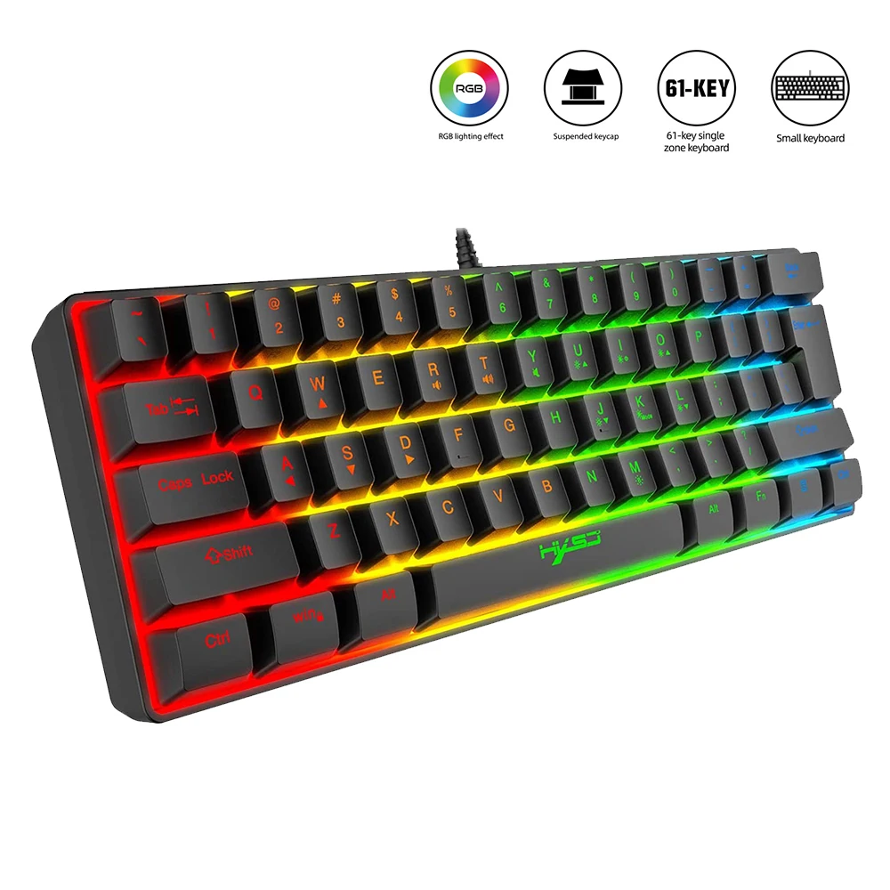 V700 Gaming Keyboard 61 Keys Rgb Backlit 60 60 Business Keyboard Usb