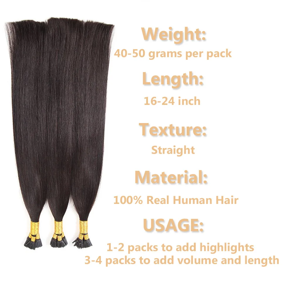 I Tip Hair Extensions Human Hair Natural Black Itips Human Extensions Soft Straight Cold Fusion Itip