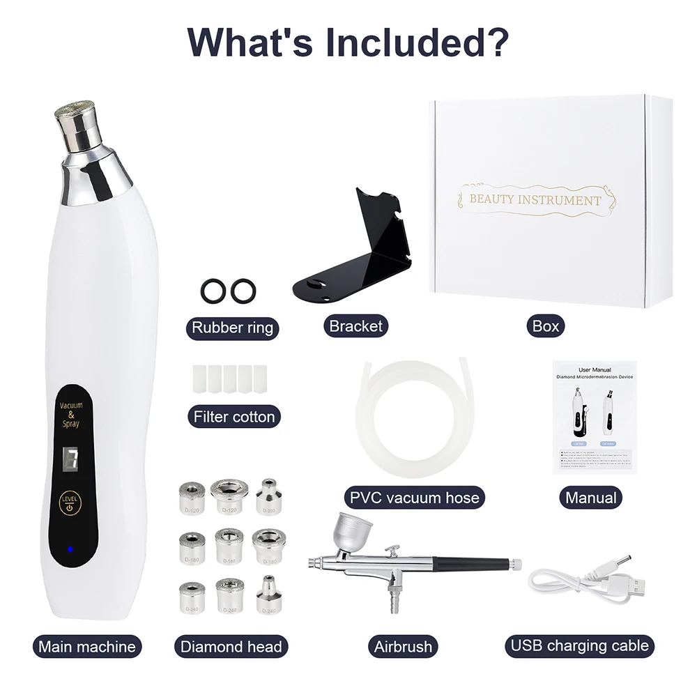 Portable Diamond Peeling Machine Hydrating Sprayer Microdermabrasion Facial Deep Cleaning Exfoliation Vacuum Blackhead Remover