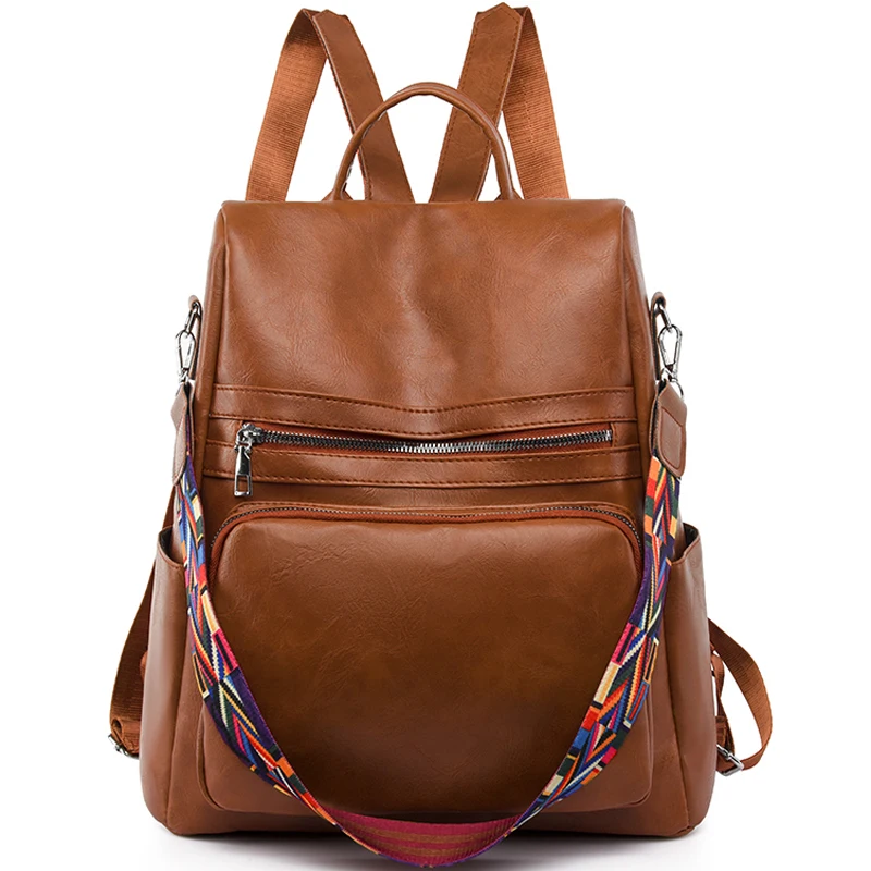 Mochilas de couro anti-roubo para mulheres, bolsa escolar de grande capacidade para meninas, mochila feminina, senhoras, marca famosa, moda de alta qualidade