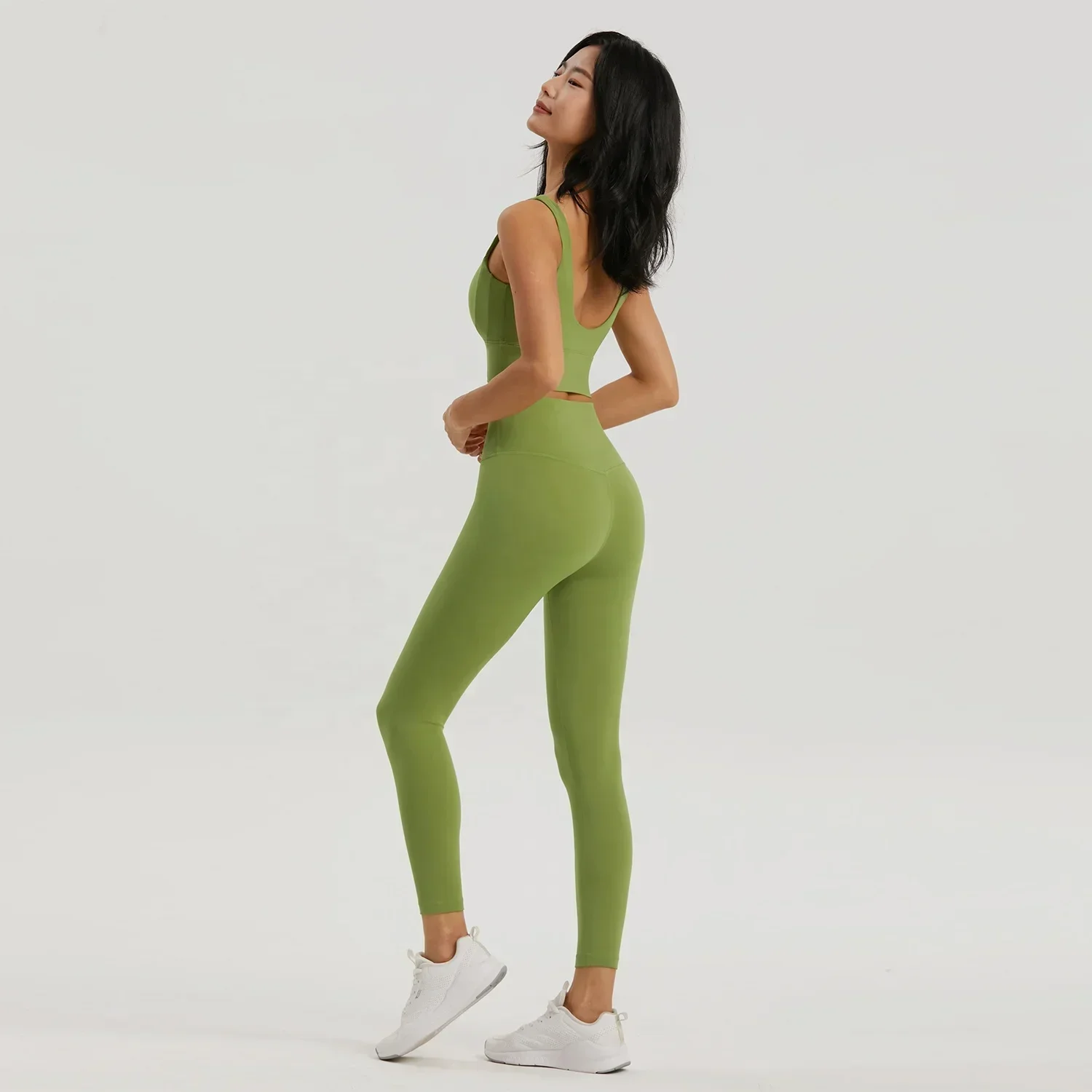 Seamless Yoga Set Women Lycra Gym Clothing Sports Bra Semi-Fixed Cups Workout Tops Anti Rolling Yoga Leggings with Pocket Tights 3