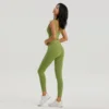 Seamless Yoga Set Women Lycra Gym Clothing Sports Bra Semi-Fixed Cups Workout Tops Anti Rolling Yoga Leggings with Pocket Tights 3