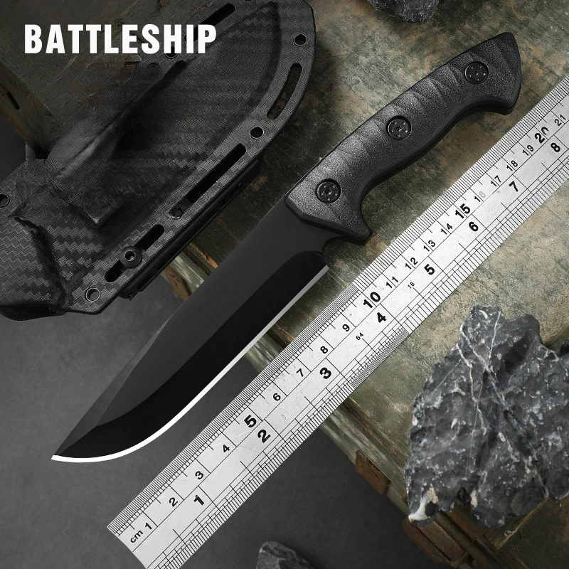 

Fixed Blade Tactical Camping Knife Outdoor Military Pocket Knives Self Defence Hunting Survival EDC Tool with Compass Flint