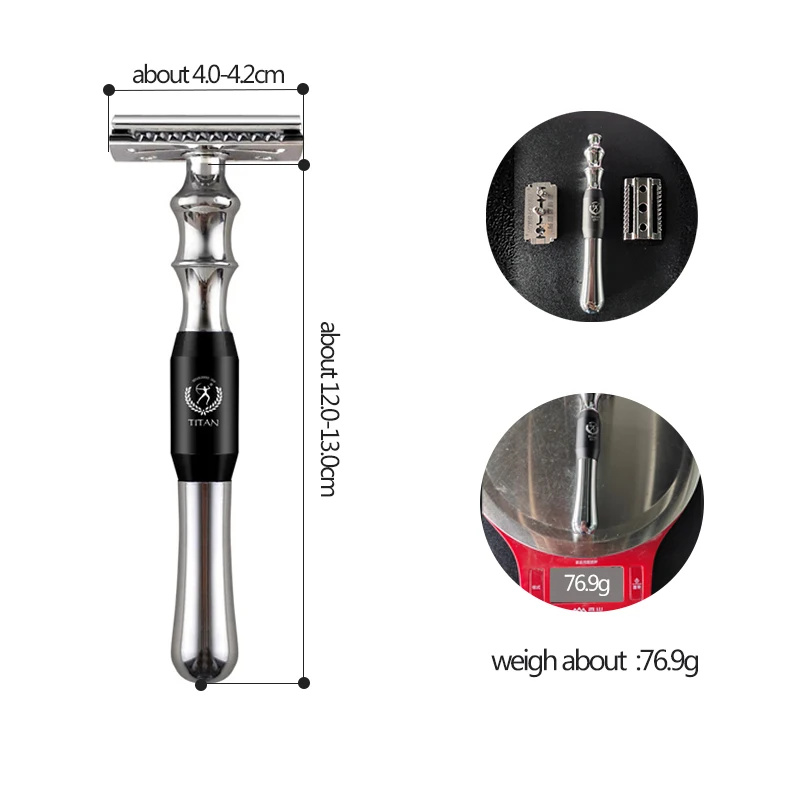 Titan  high quality shaving razor safety razor for men, metal handle,replaceable blade razor machine for shaving