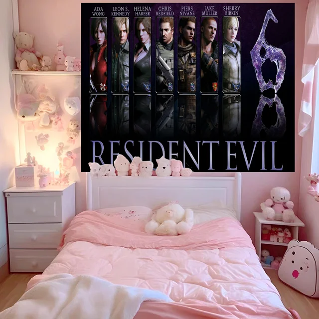 Resident Evil bricolage tapisserie murale suspendue Tarot Hippie tapis muraux dortoir décor à la maison 4