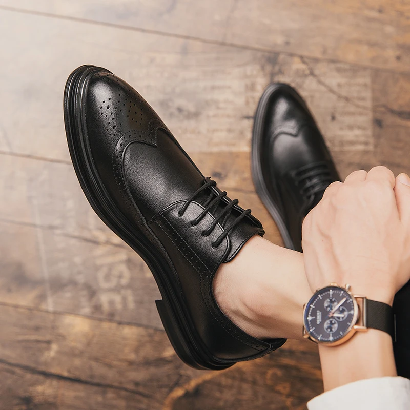 Men's casual shoes Brock Oxford Vintage pointed men's official shoes spring and autumn new business classic men's