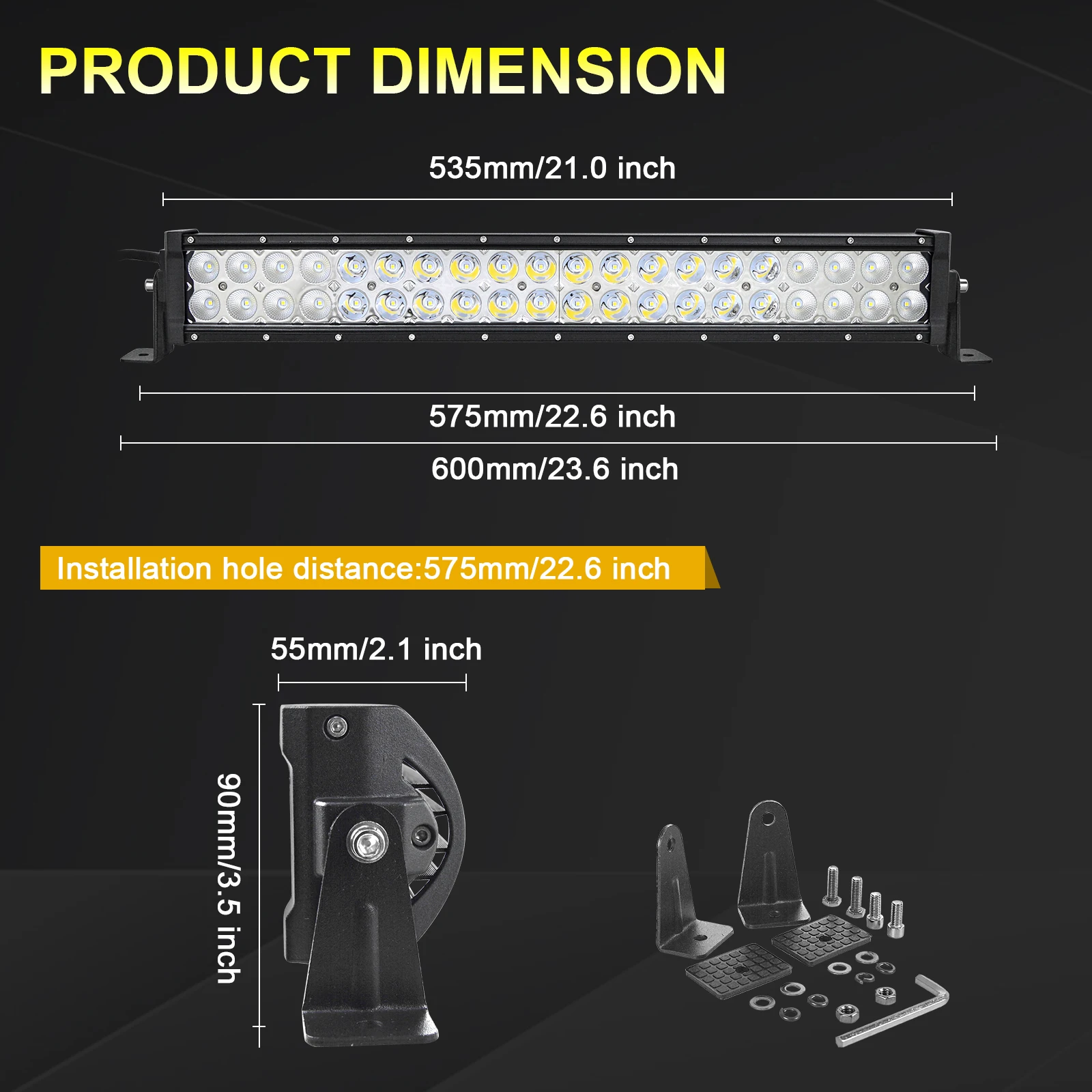 SKYWORLD 22 Inch 270W Curved LED Light Bar With 12V Wiring Harness Cable Kit, Flood Spot Combo Beam Offroad LED Bar Driving Lights Fog Lamp Waterproof - View #4